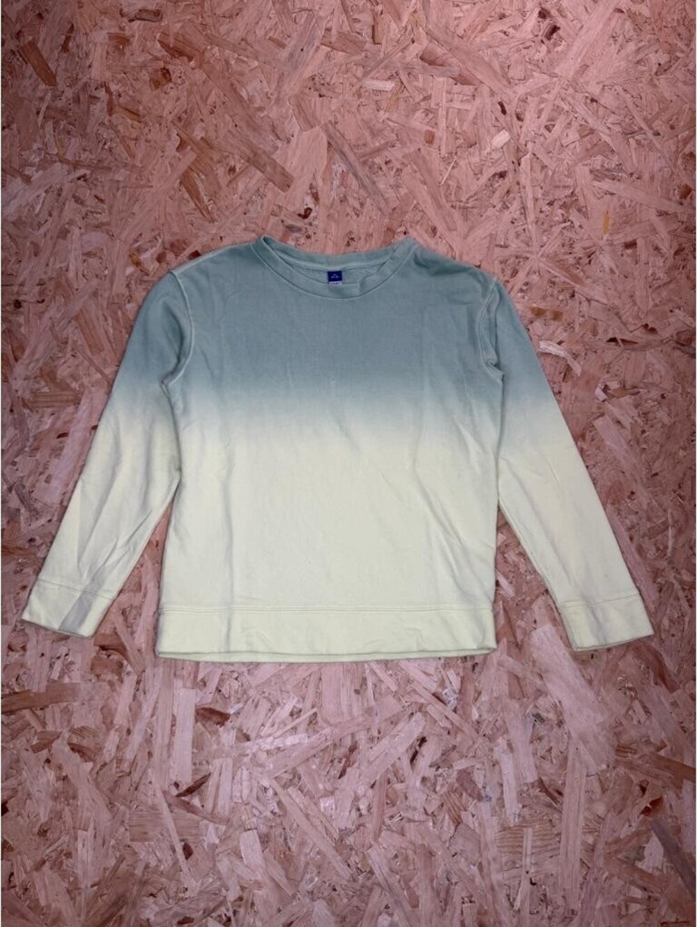 Old Navy Sweatshirt Girls XL 14-16 Green Yellow Ombre Dip Dye Crewneck Pullover